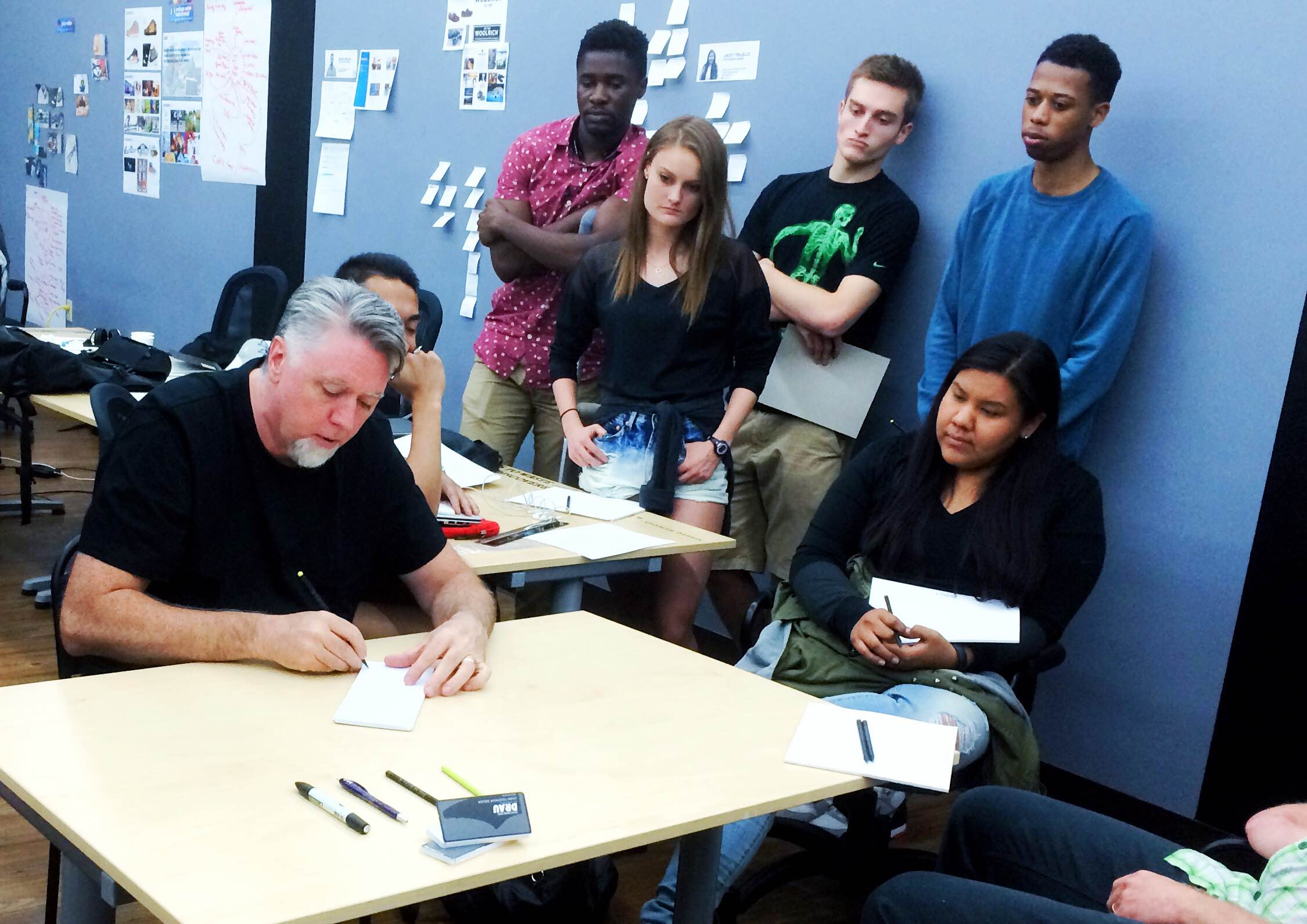Matt stopped by to chat with the Brand Designers before giving a sketch demonstration.