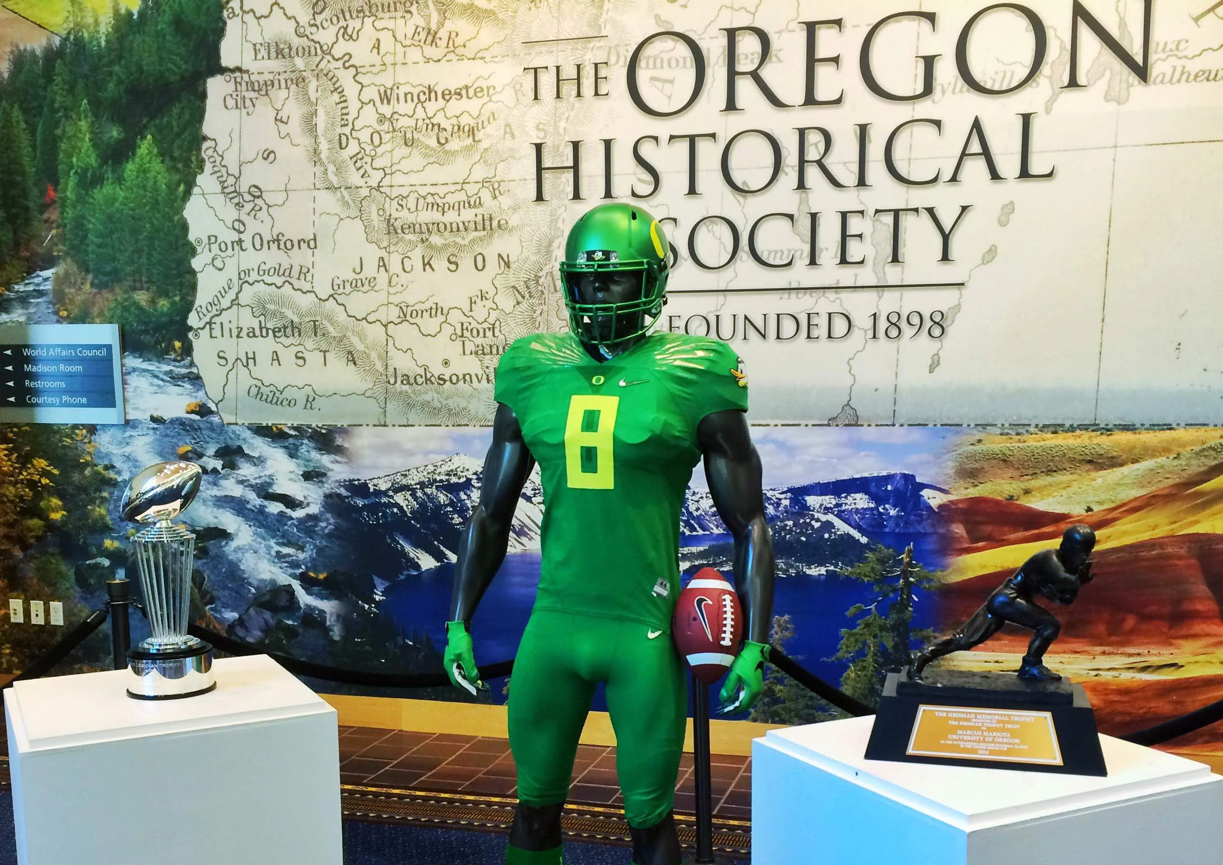 The Heisman trophy on display.