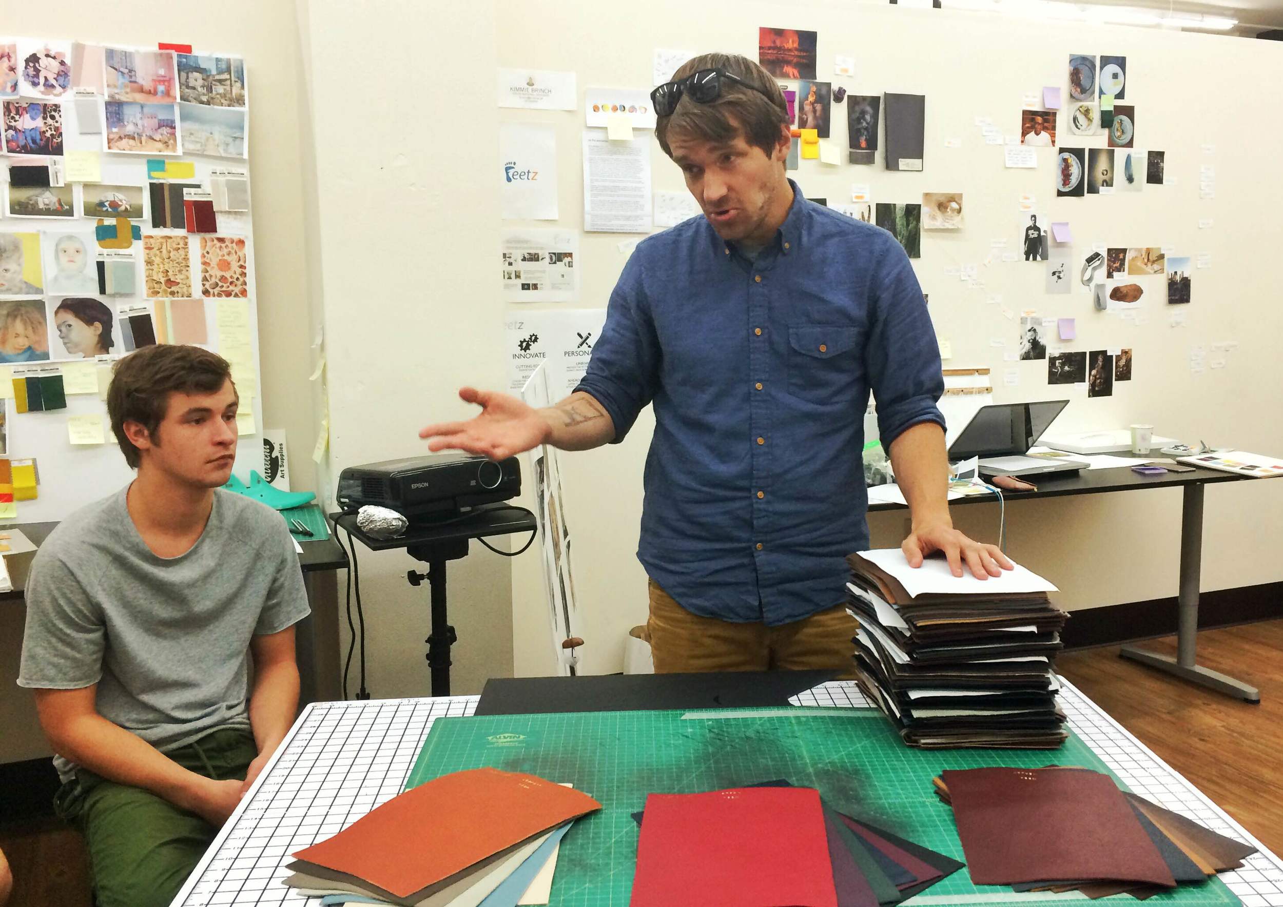 Austin from Shanghai Richina Leather showing us his product for Fall 2016.