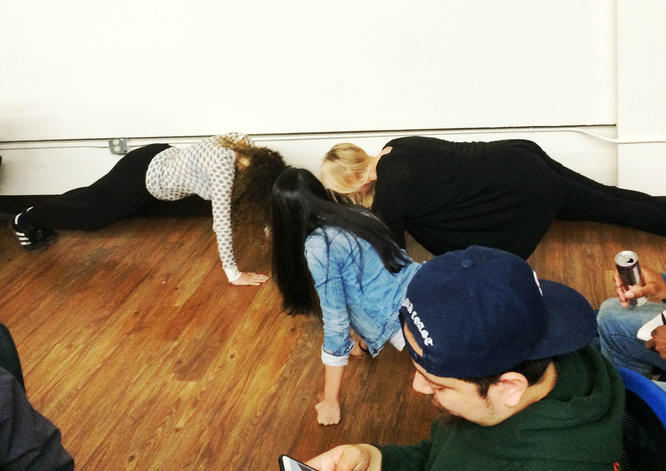 Planks for the late arrivals after lunch.
