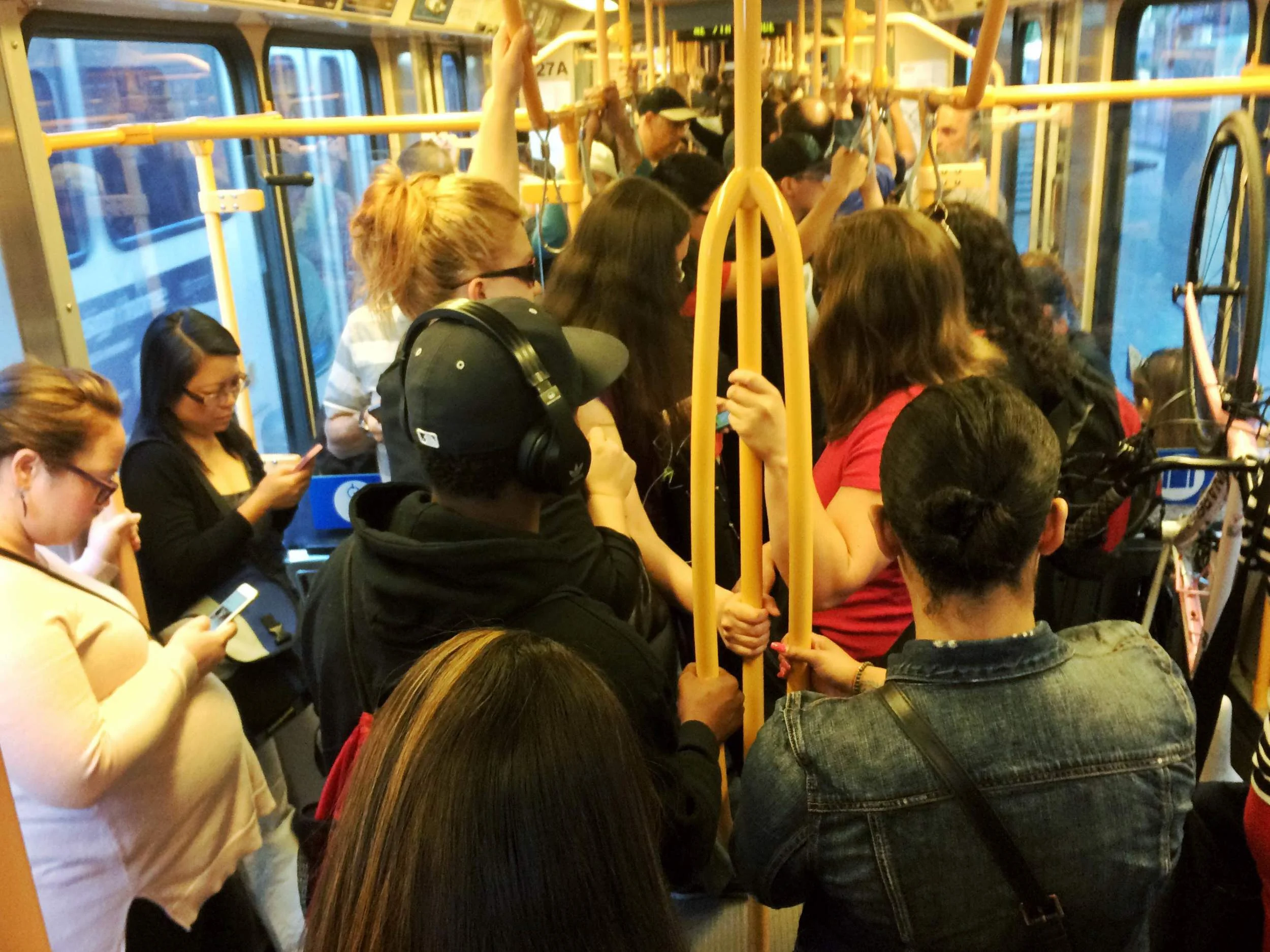 Packed like sardines on the train today.