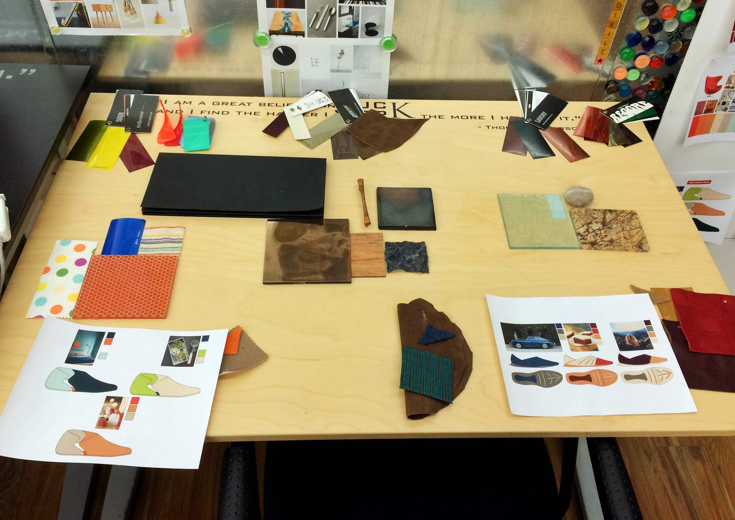 My color and materials table after being slimmed-down for the final presentation.