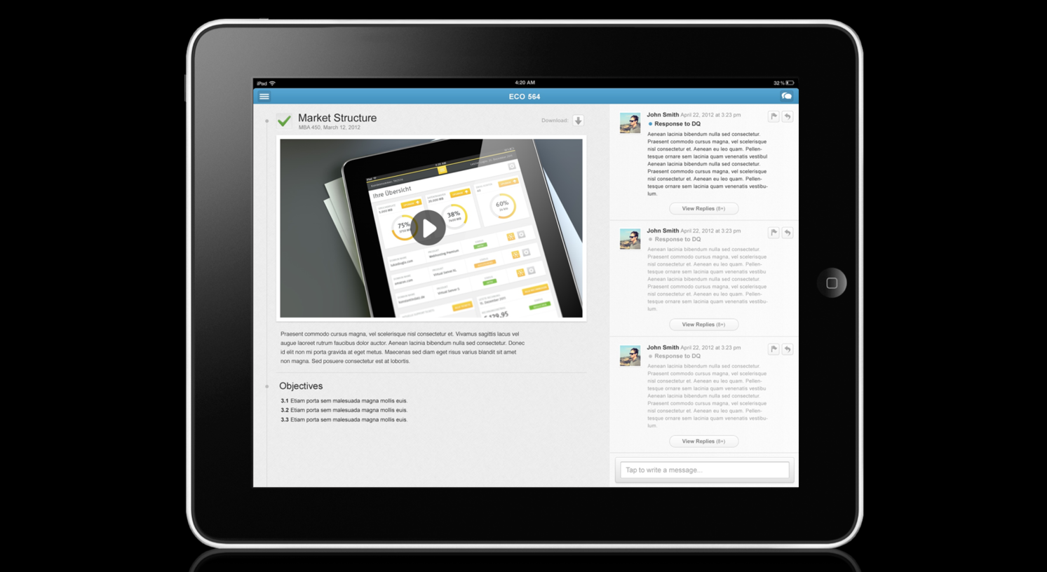 “Classroom” screen