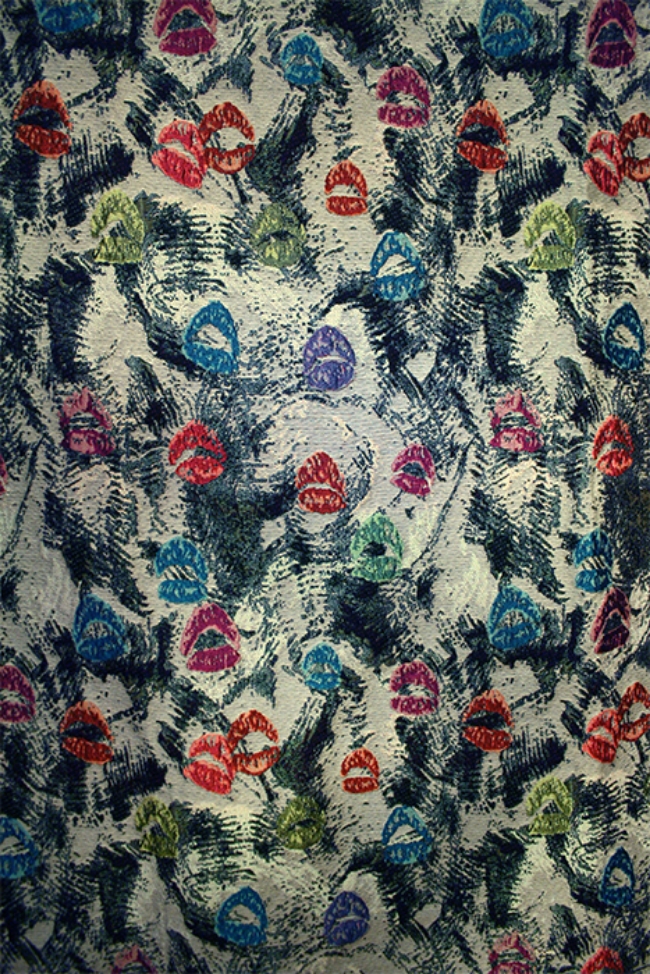  Jacquard piece inspired by makeup. In perfect repeat. All artwork originated by hand.&nbsp; 