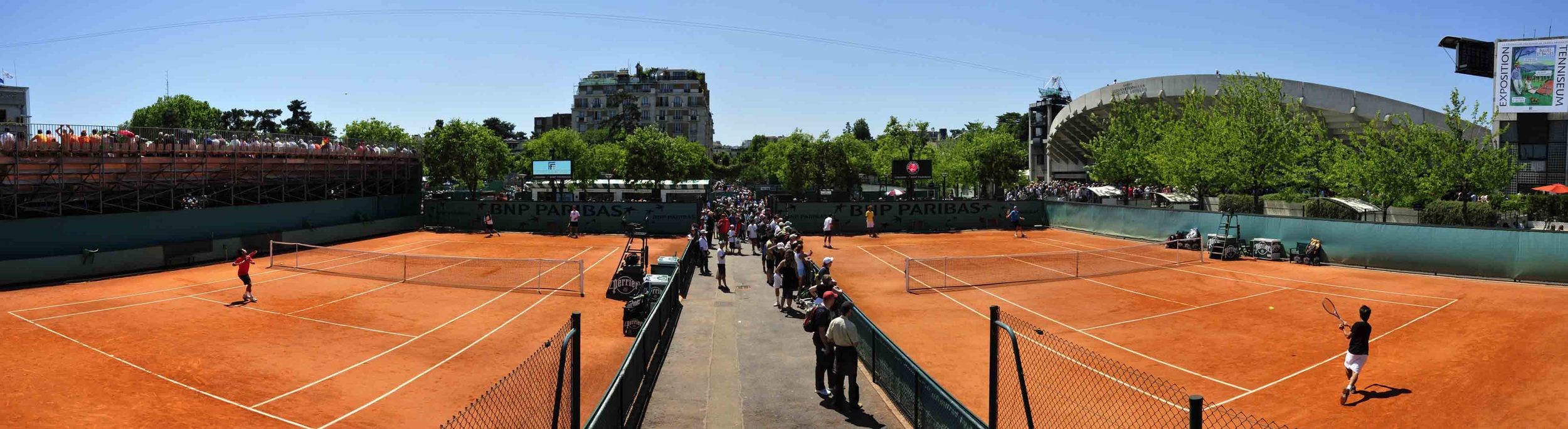 Panorama tennis paris france Roland Garros cours d'entrainements training course players terre battue.jpg
