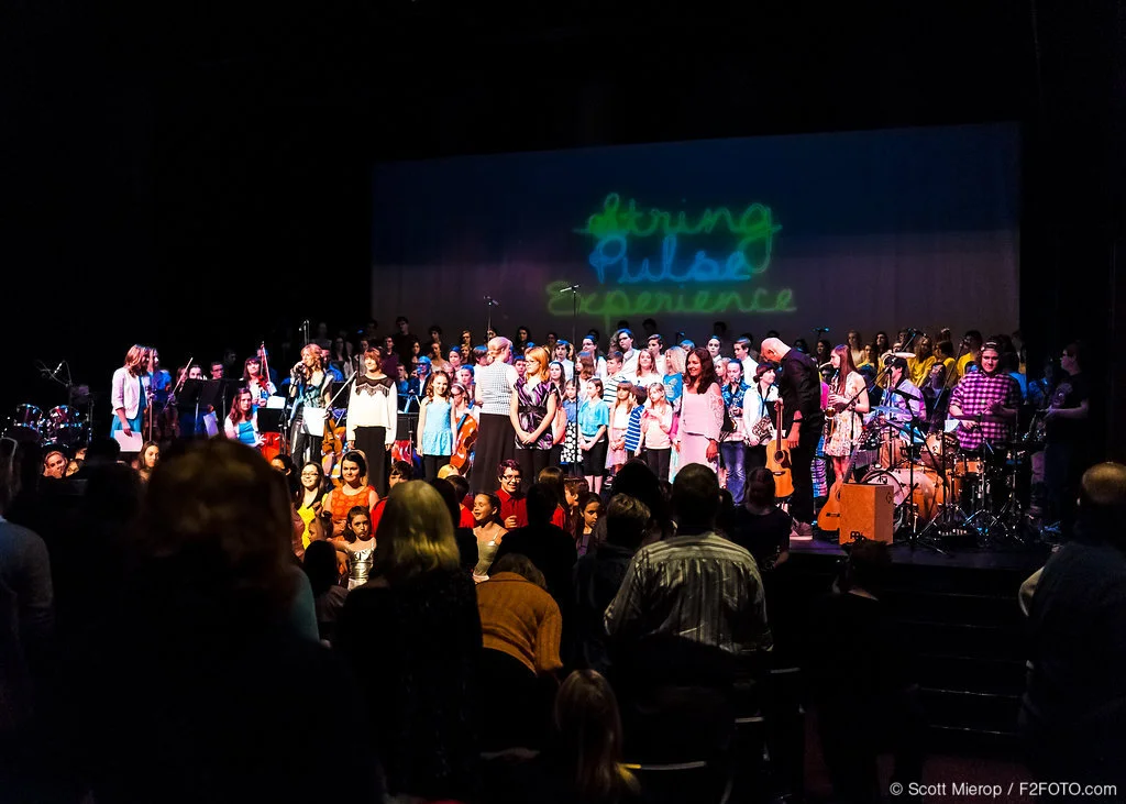 In March 2016 we will be finishing the documentary film by film maker Diana Frank about our String Pulse Experience concert at the Lake Placid Center for the Arts, which is scheduled to air on PBS. Here we are all on stage for the final number of the show.