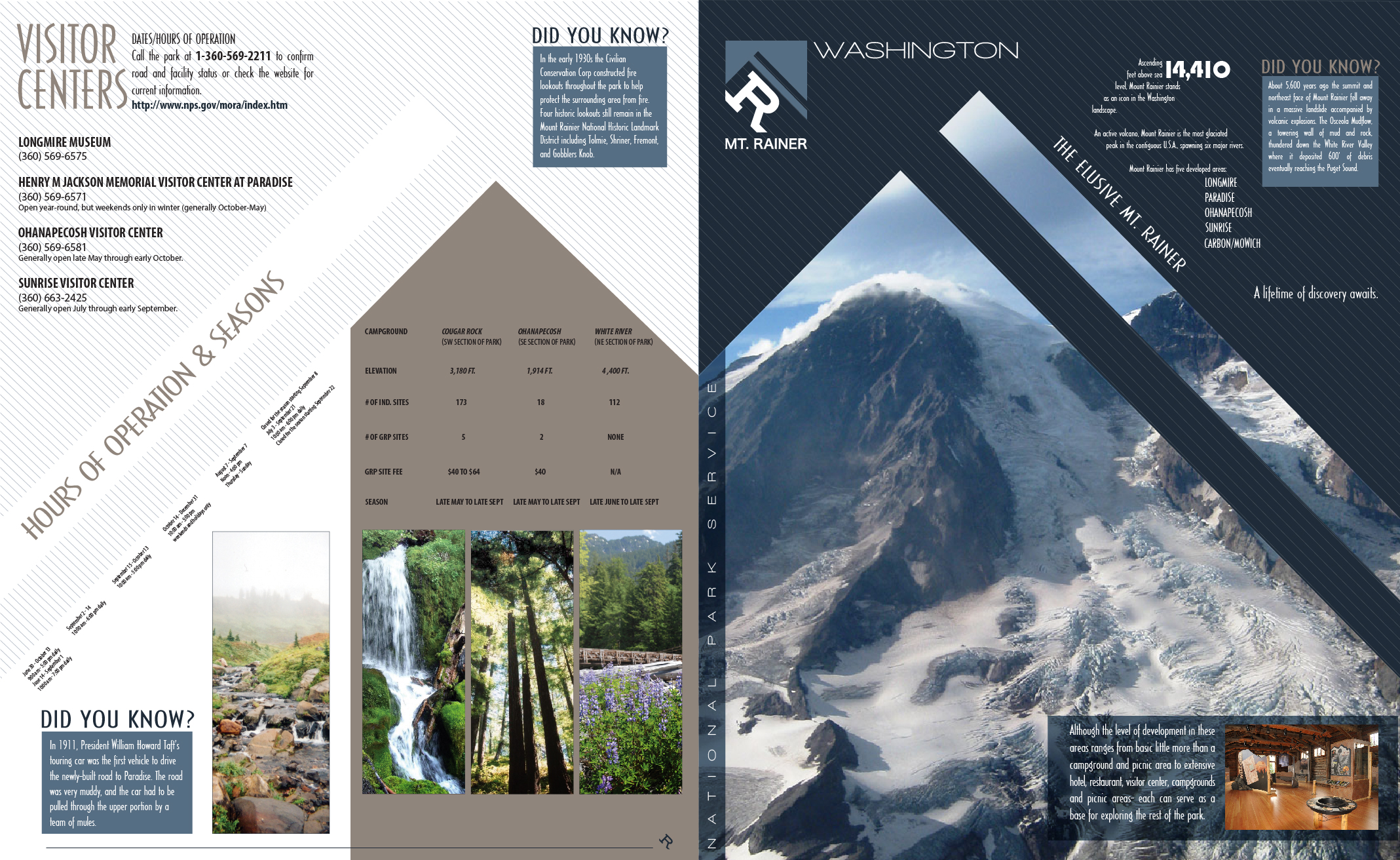 Mt. Rainier National Park Brochure - Front