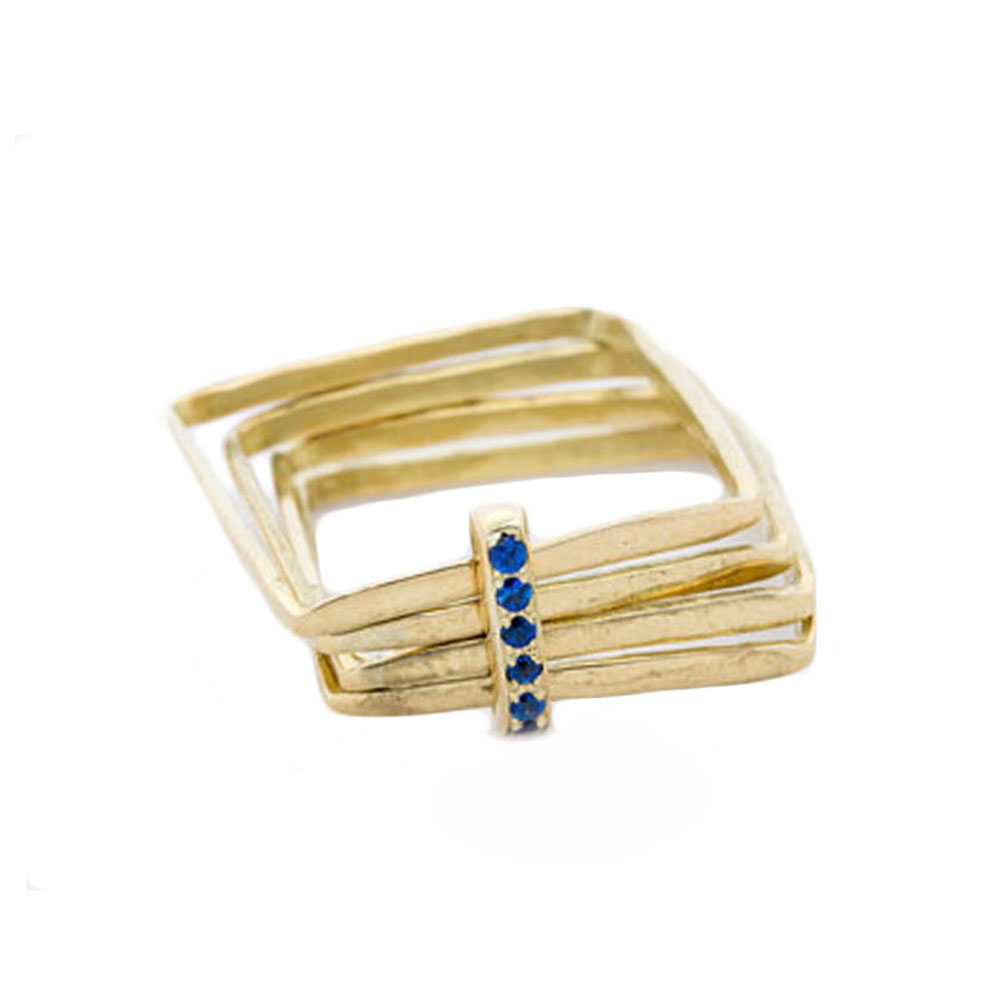 Sapphires pave engagement ring