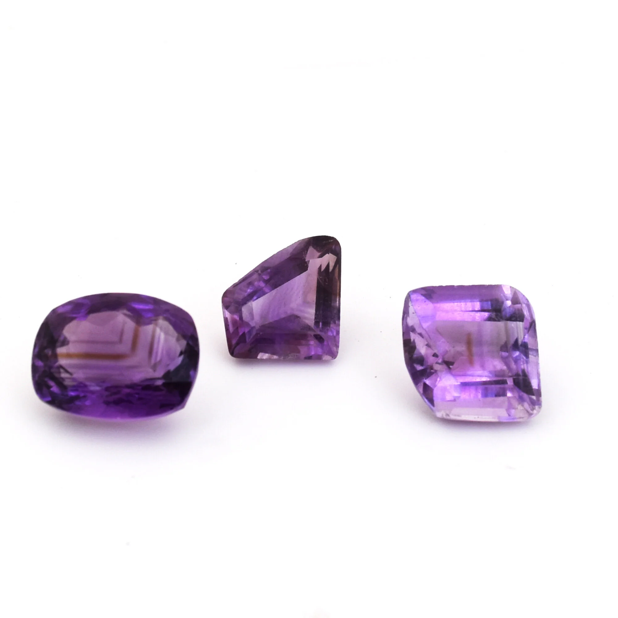 Amethyst available in different asymmetrical cuts February’s Birthstone