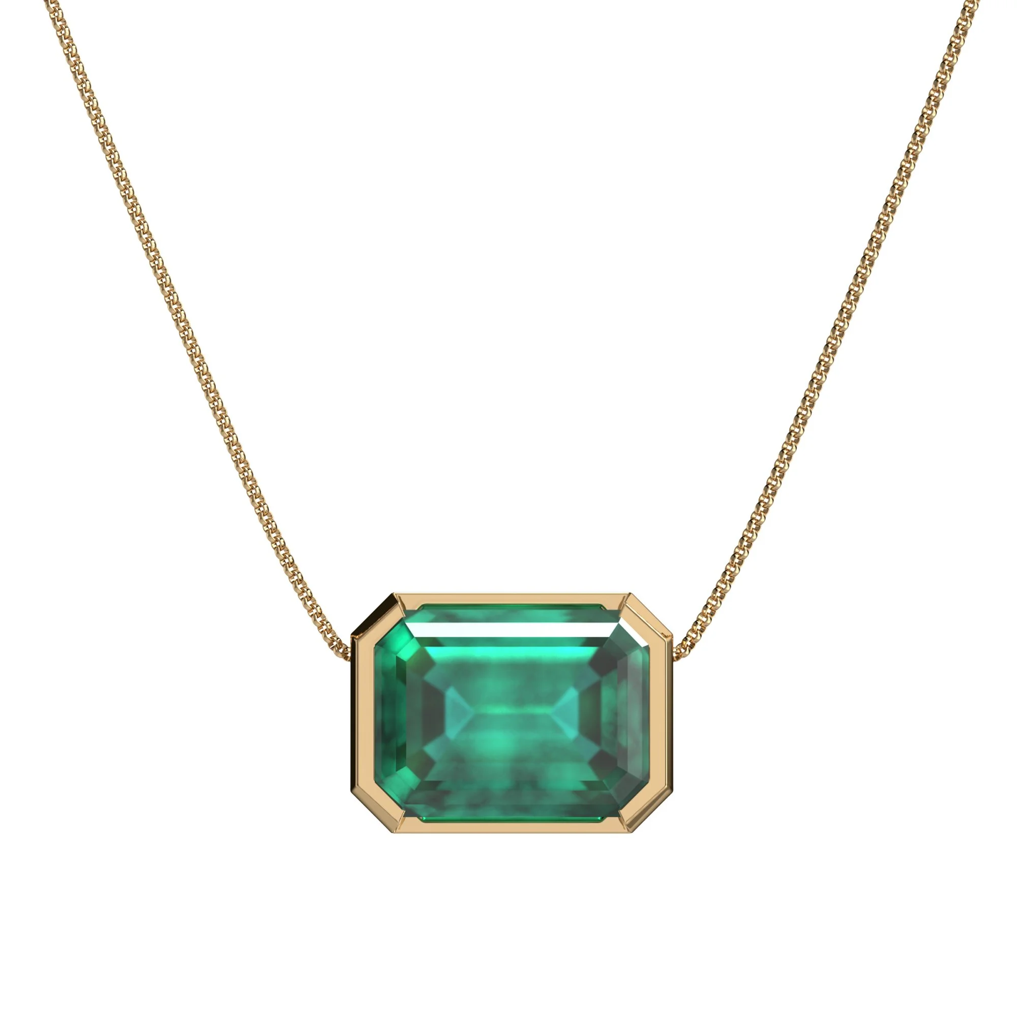 1.82 Colombian Emerald invisible bail east to west Yellow Gold