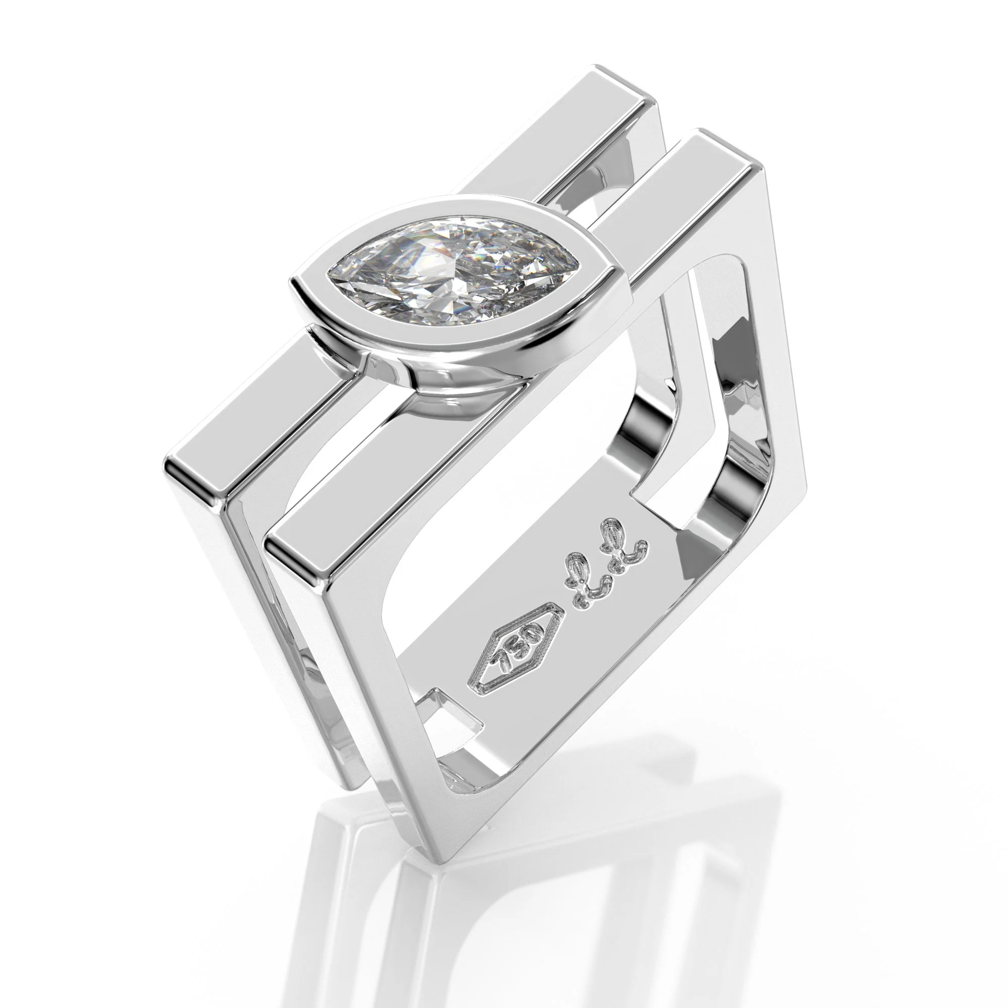 Marquise Diamond Ring - 18K White Gold