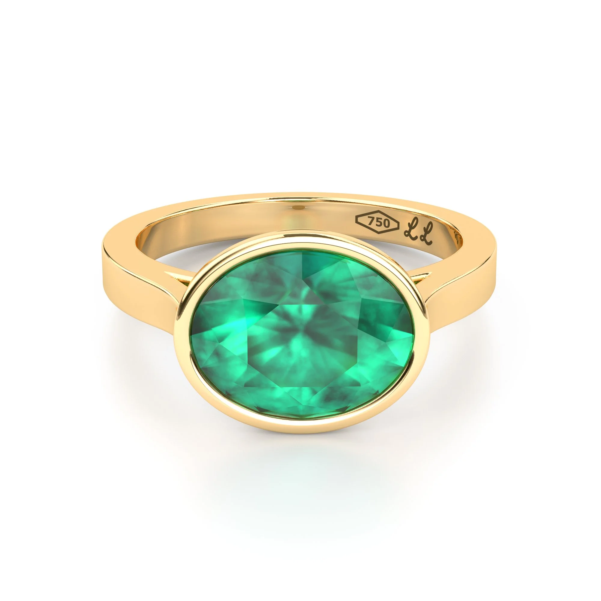 Emerald Oval Modern ring Larissa Landinez 18KYG.jpg