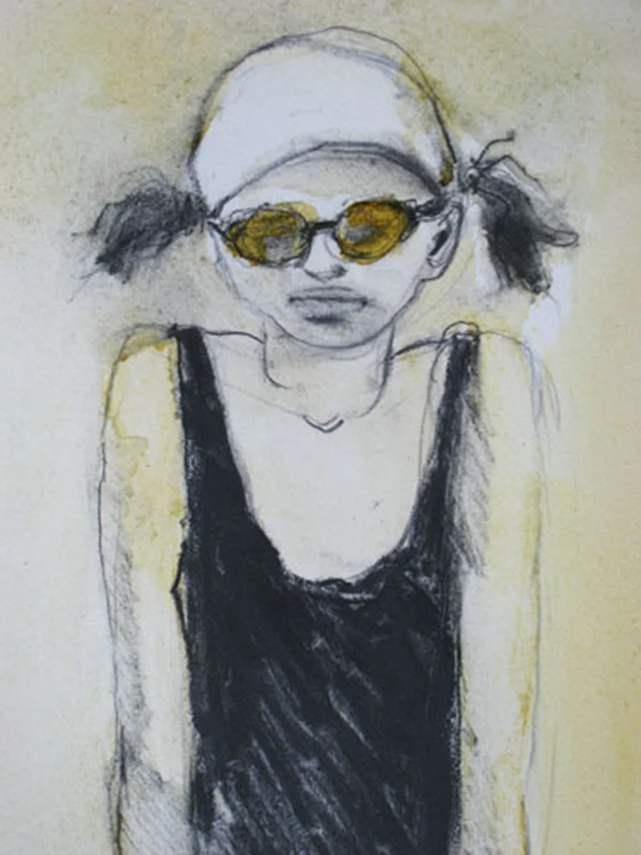 swimmer series: goggles; graphite and oil