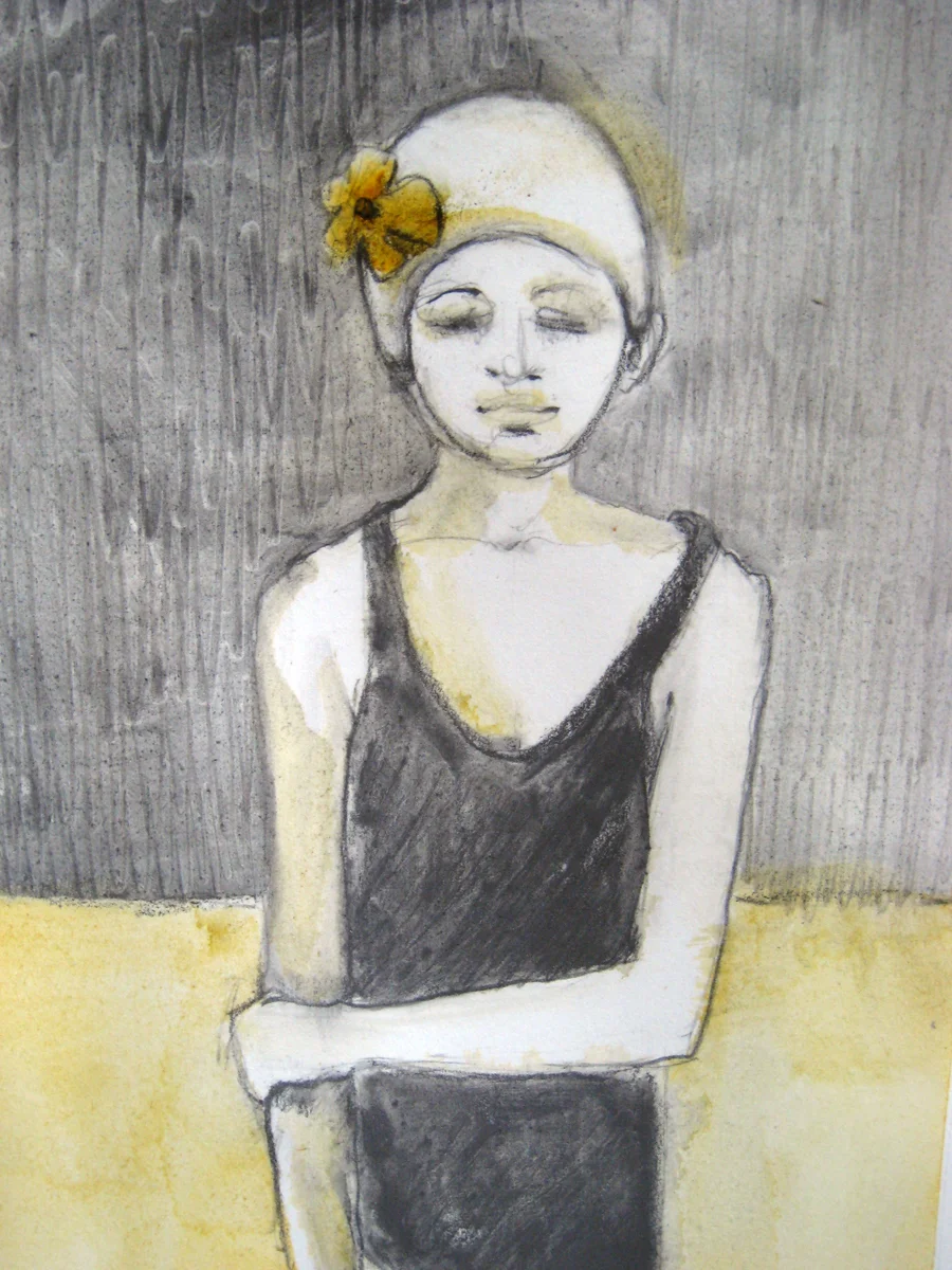 swimmer series: detail, graphite and oil