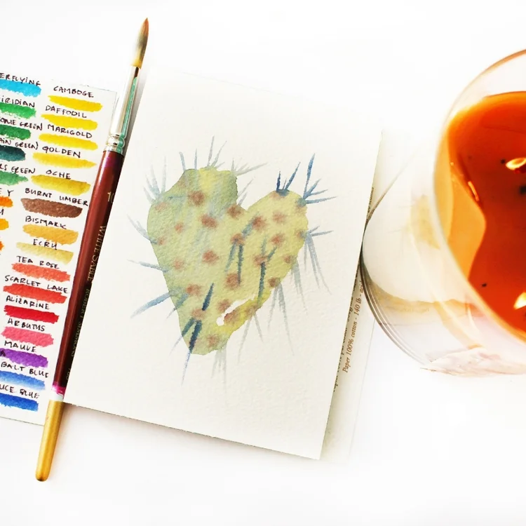 "Cacti Love" watercolor on paper, March 2015