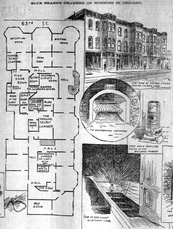 Floor plans of HH Holmes' murder castle