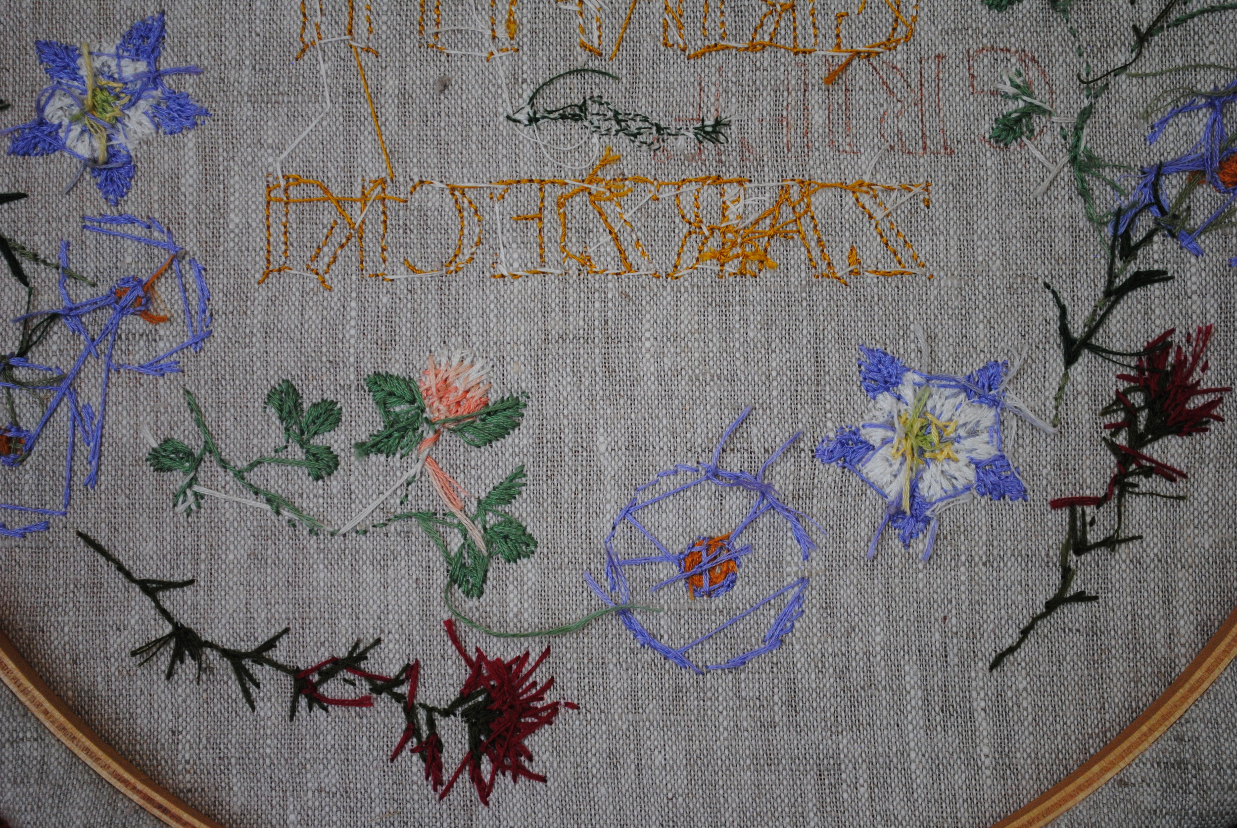 The back of the finished work. I paid more attention to thread conservation as I went along.
