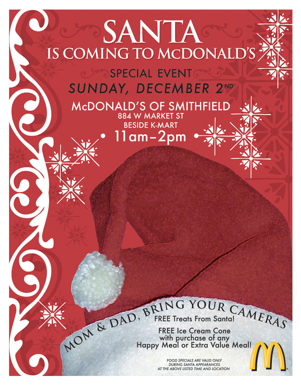 "Santa Is Coming to McDonald's" – Event Invitation