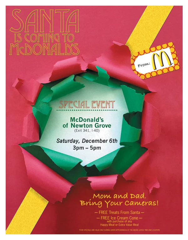 "Santa Is Coming to McDonald's" – Event Invitation