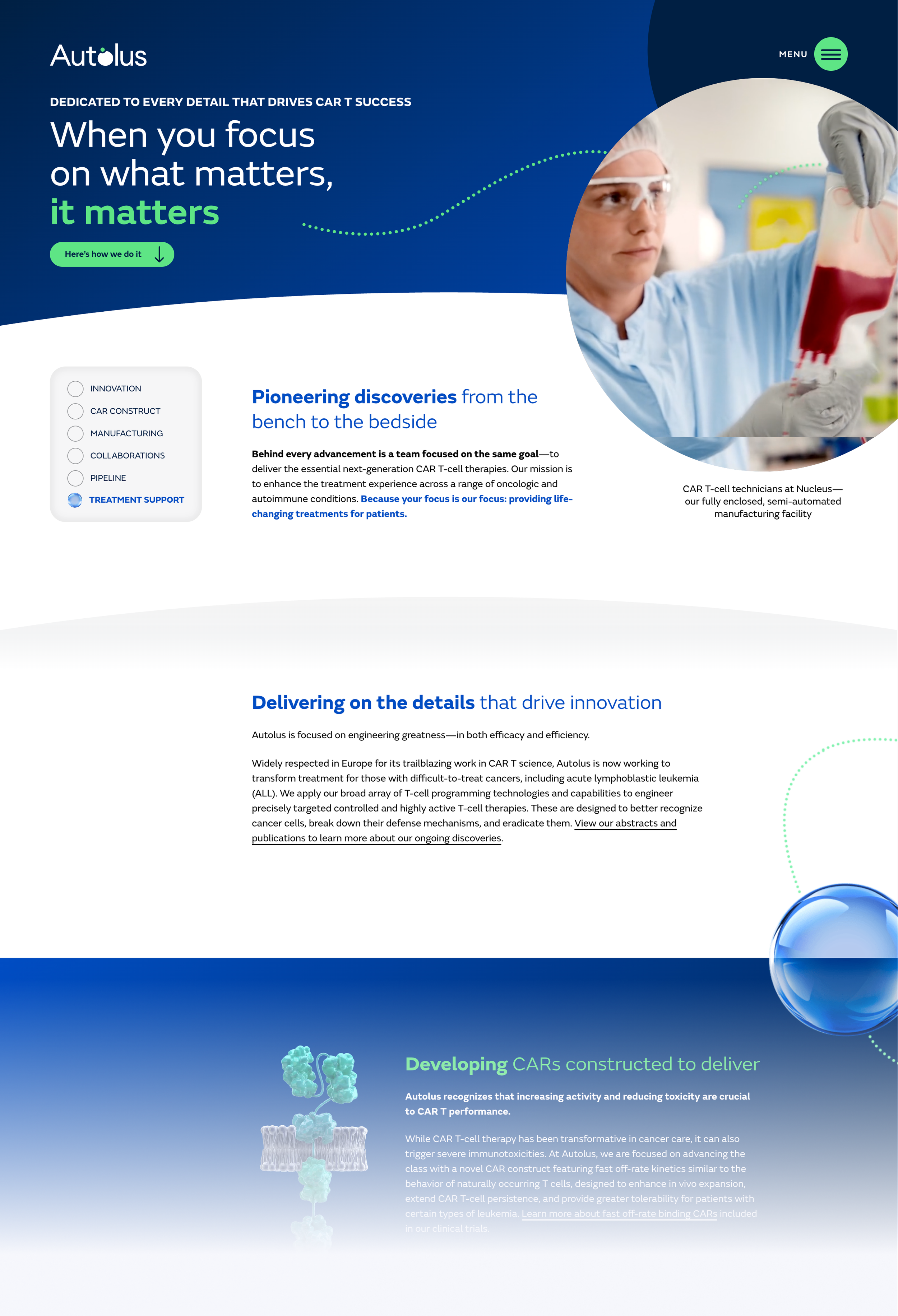 Autolus campaign page — Our CAR T Focus