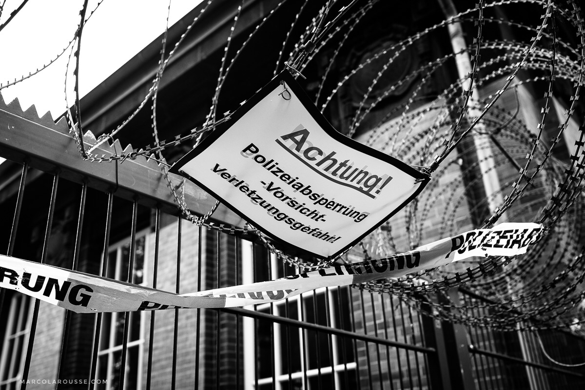 A lot of places in the affected G20 summit area are fenced up with barbed wires