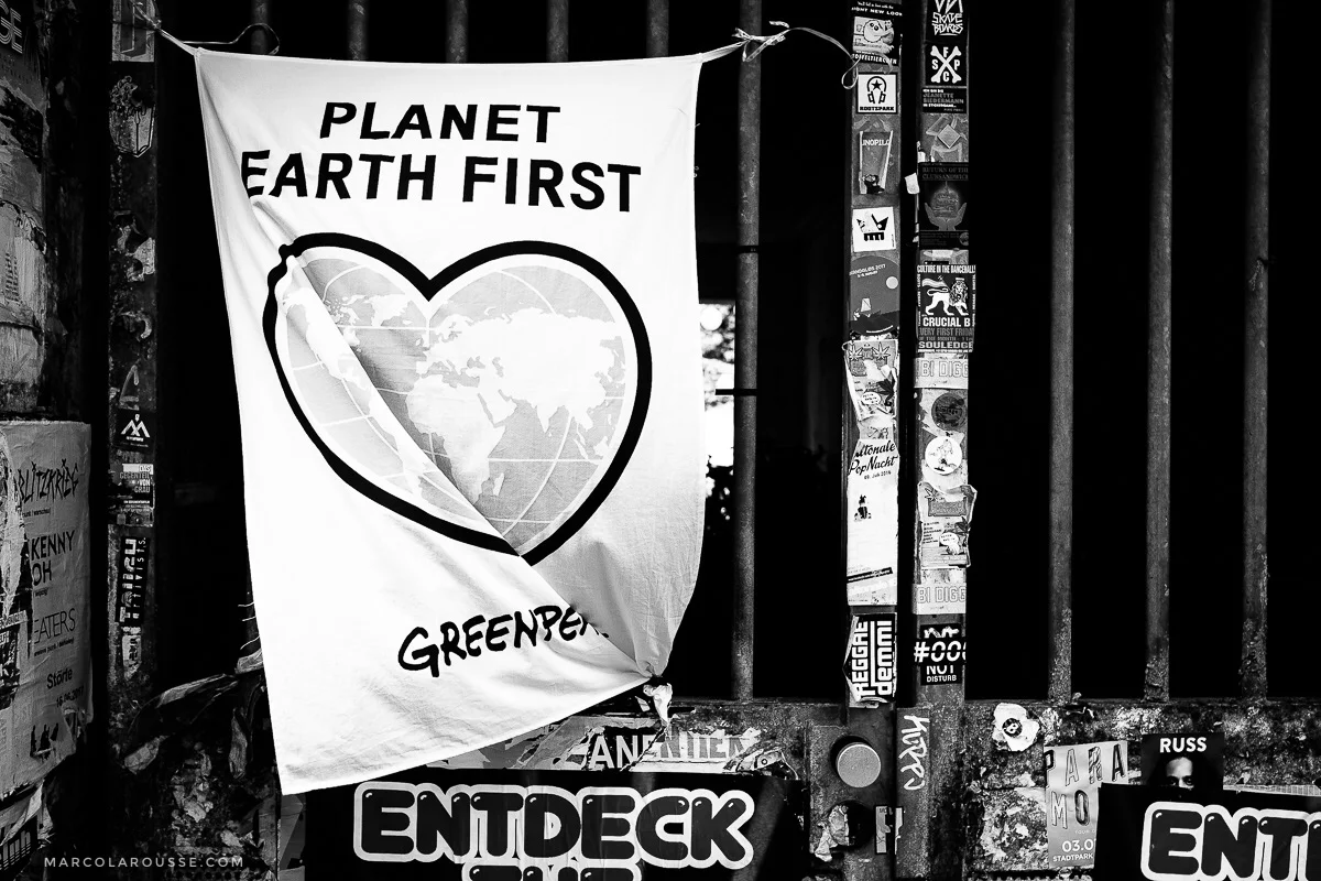 Many protest banners are also aimed towards environmental protection. Instead of "XYZ Nation First" they want to see "Planet Earth First".