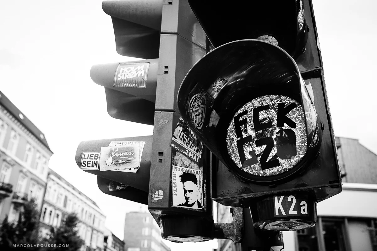 Even traffic lights carry protest messages for the G20 summit.
