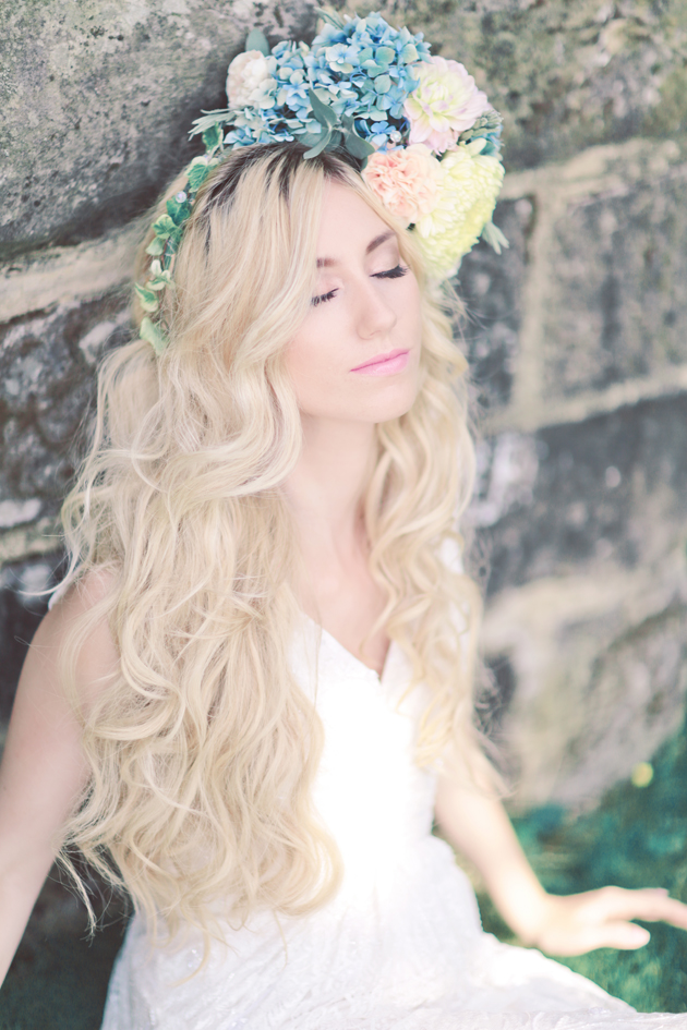 Flowers headpieces are all the rage at the moment. Try something a little different with an asymmetrical piece like this on by Josy Posy
