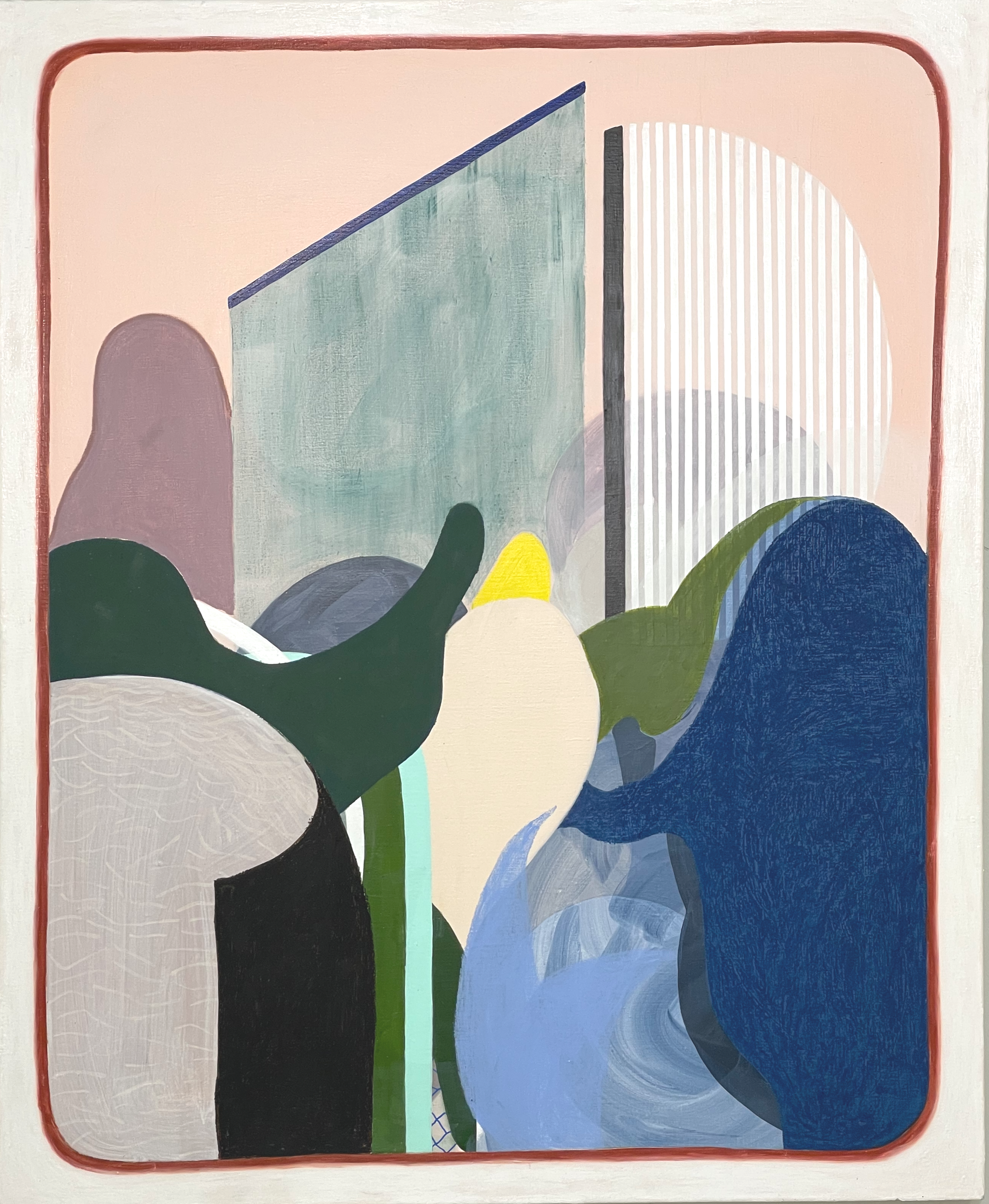  Moon shadows Acrylic, oil and oil stick on linen 36” x 42”  2022-2023 