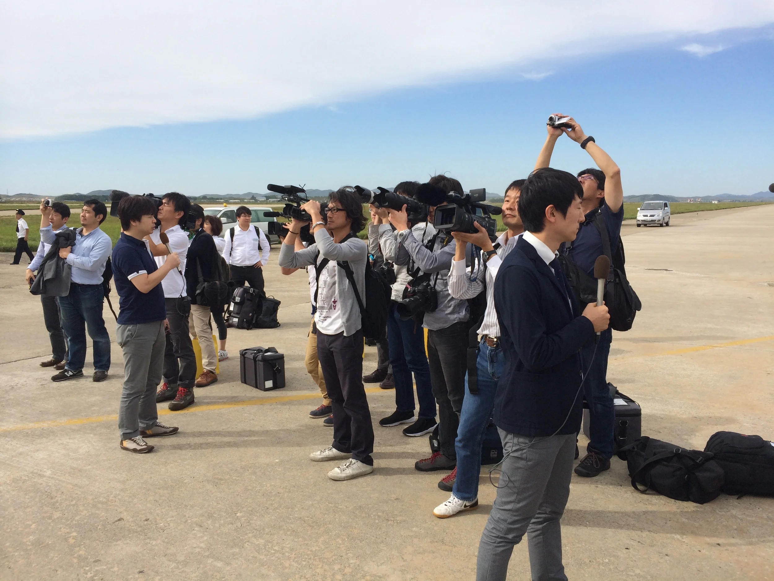 Japanese Press in Pyongyang last week, covering the visit of Japanese coming to visit the graves of family members in North Korea