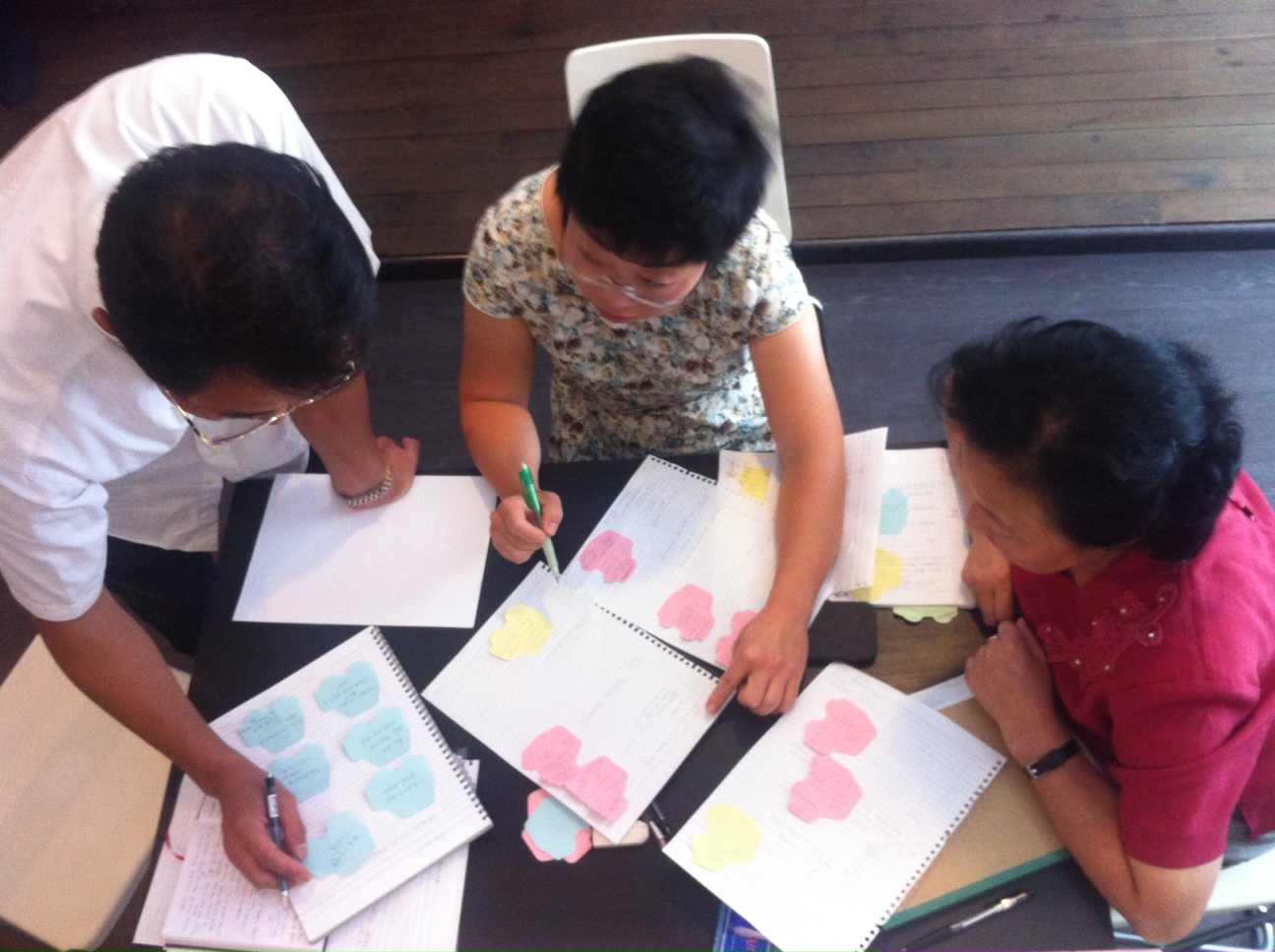 Workshop participants preparing for a presentation to invited guests