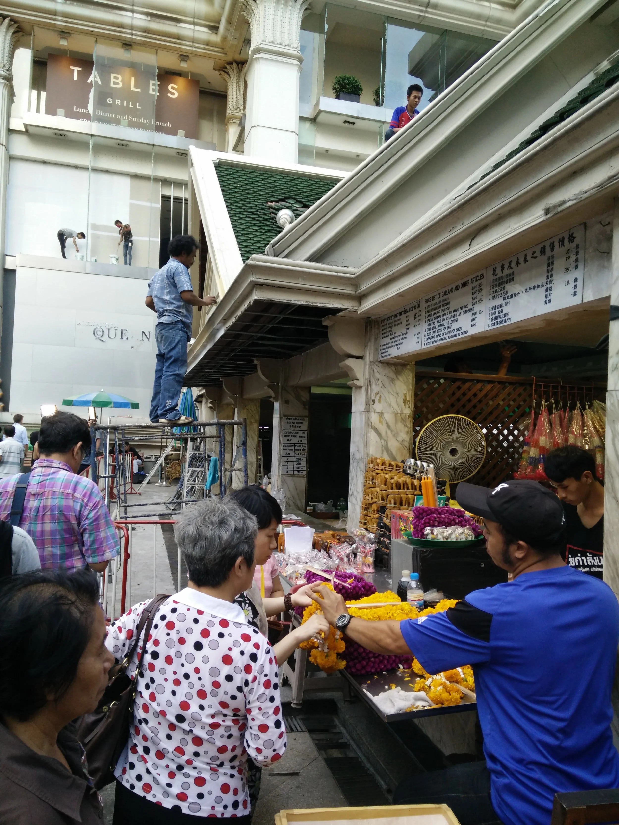 Tiles being fixed, paint being applied, prayers being offered.
