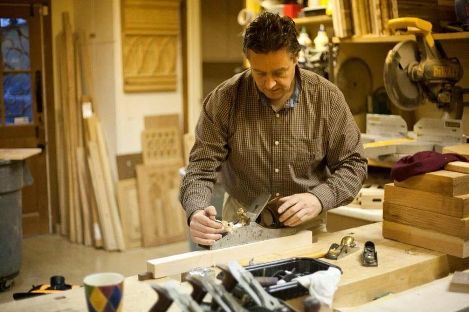 Gabriel McKeagney working in his studio, San Juan Capistrano, California.