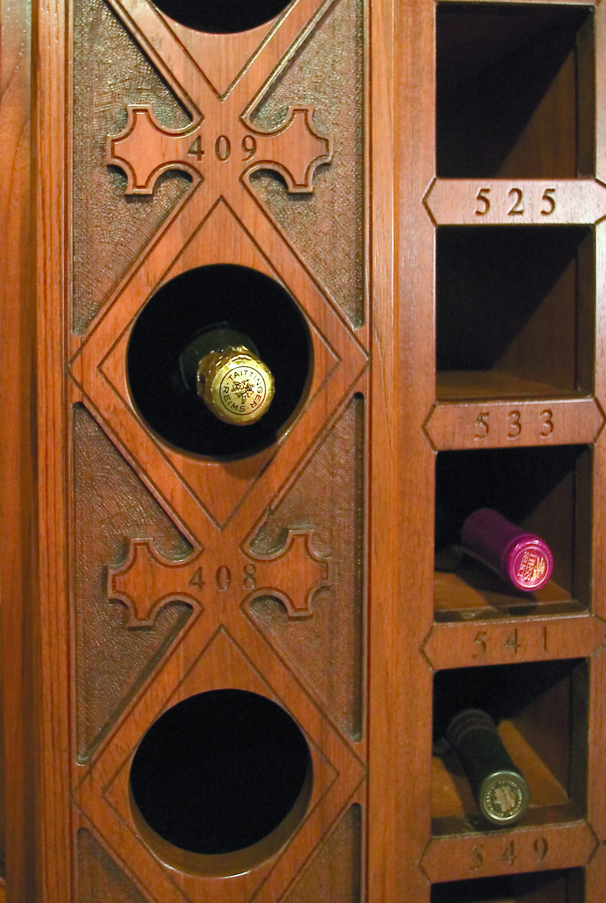  wine rack with artistic carvings by Tempo Designs Gabriel McKeagney 