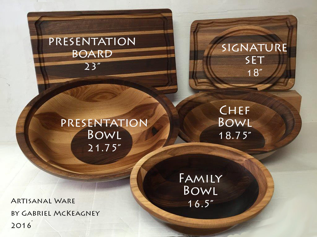 Gabriel's Artisanal Ware collection of boards & oval bowls comes in several sizes.