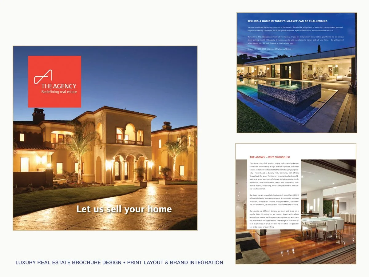 The Agency — luxury real estate brochure design and brand integration
