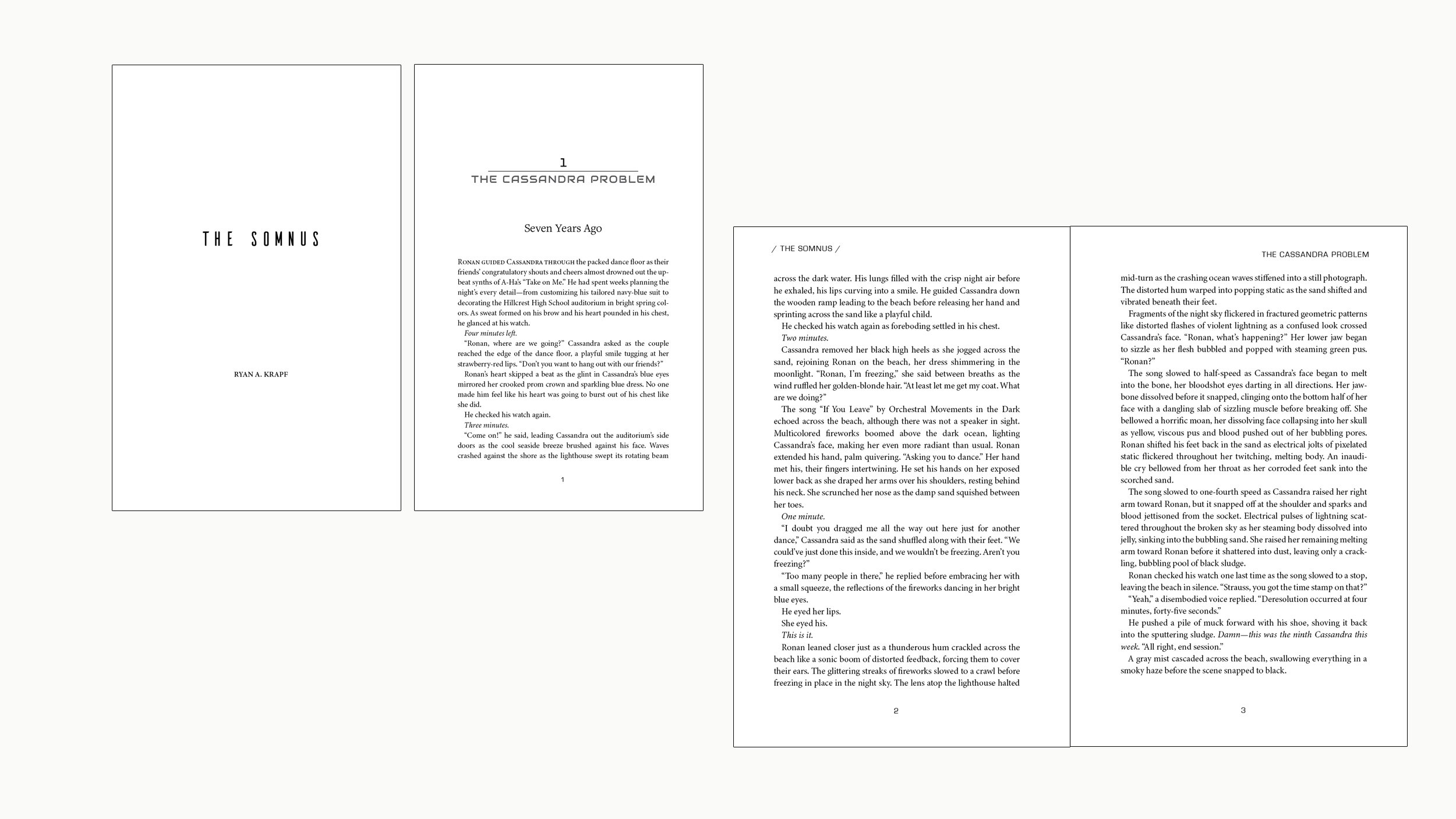 Interior Design Book Pages for the print fiction book Somnus