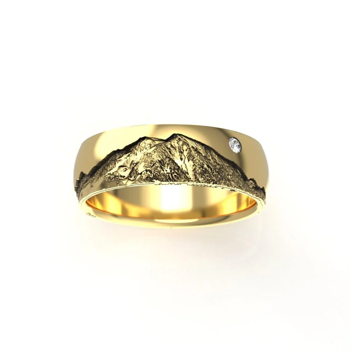 Mount Sopris Diamond Wedding Band | 7mm | Colorado Rocky Mountain Ring