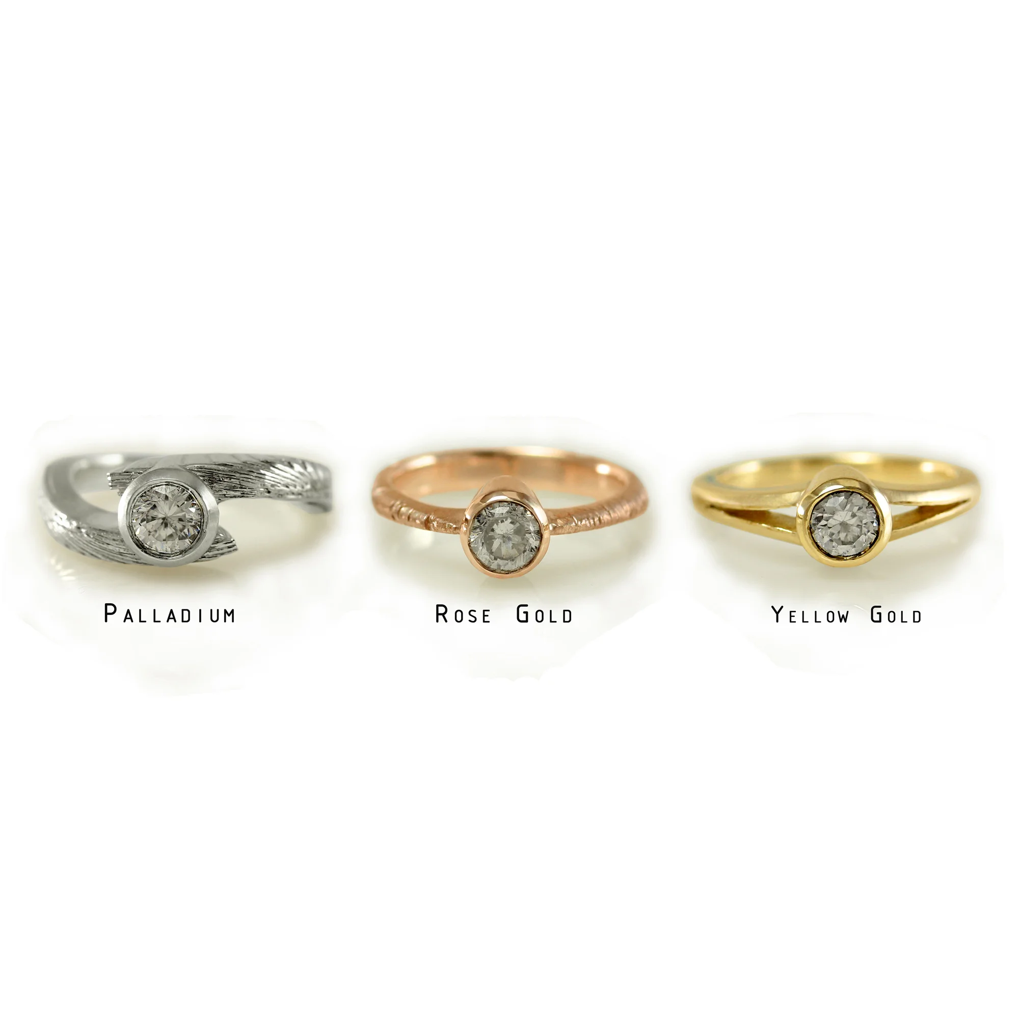 Metal samples for Metalwendler featuring Moissanite