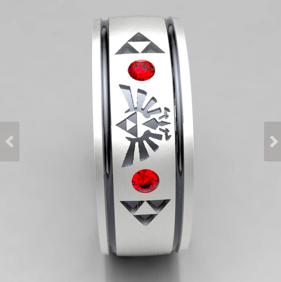 Legend of Zelda Mens Wedding Band W/ Ruby