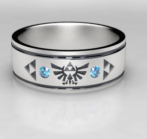 Legend of Zelda Mens Blue Diamond Wedding Ring