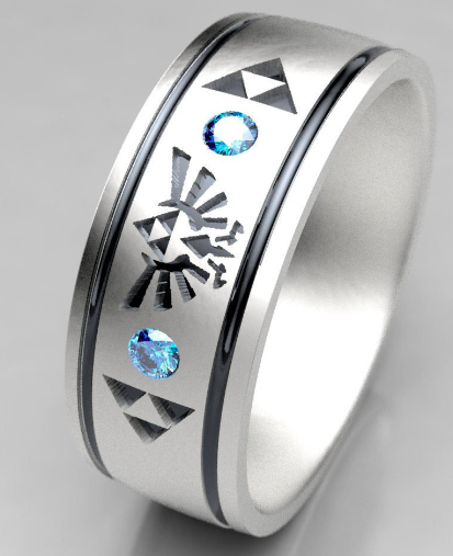 Legend of Zelda Mens Blue Diamond Wedding Ring — Metal Wendler
