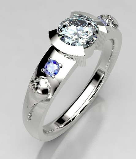 final fantasy vii 7 engagement ring in white gold with moissanite and sapphire stones metal wendler recycled gold and palladium handmade bridal and wedding bands final fantasy vii 7 engagement ring in white gold with moissanite and sapphire stones metal wendler recycled gold and palladium handmade bridal and