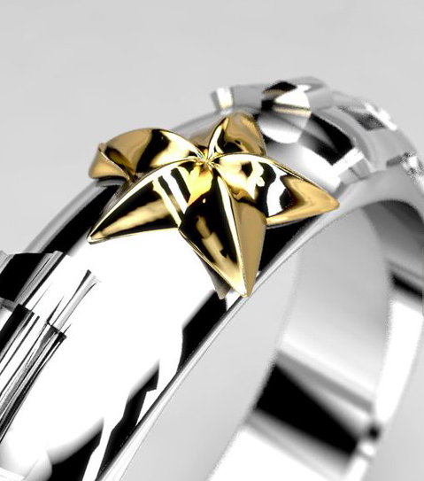 Kingdom Hearts Paopu Fruit Wedding Band Silver.png