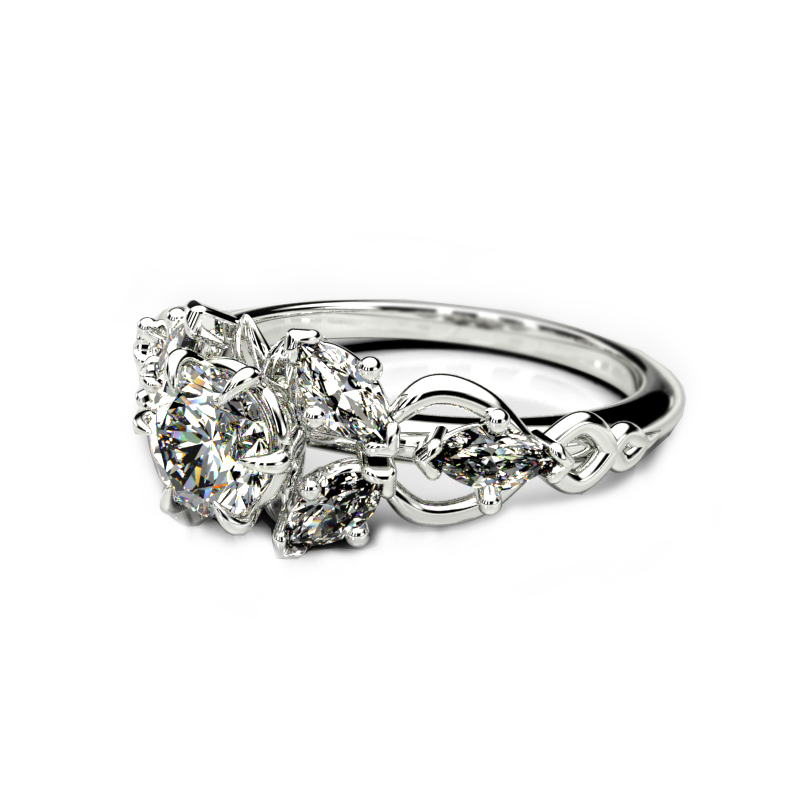 Elvish Engagement Ring with Moissanite - Art Nouveau Engagement Ring