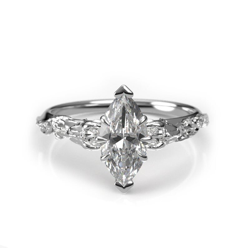 The Dragon Slayer - 1 Carat Moissanite Solitaire Ring in White Gold or Platinum