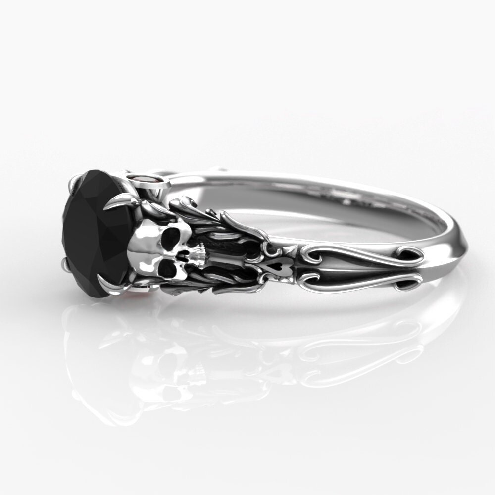 Vintage Skull Ring, Gothic Skull Engagement Ring Set, Moissanite Diamond  Ring, Skull Bridal Set Skull Engagement Ring Two Skull Wedding Ring - Etsy