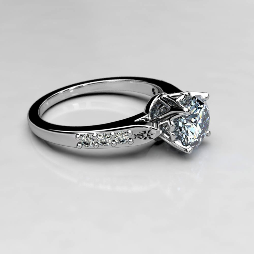 Legend of Zelda Engagement Ring - 1 Carat Moissanite Brilliant Cut in White Gold Setting
