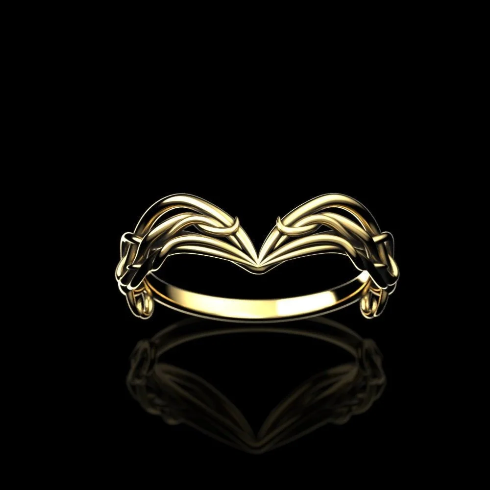 Gold Elven Crown Ring - Elvish Braided Fantasy Stacking Ring