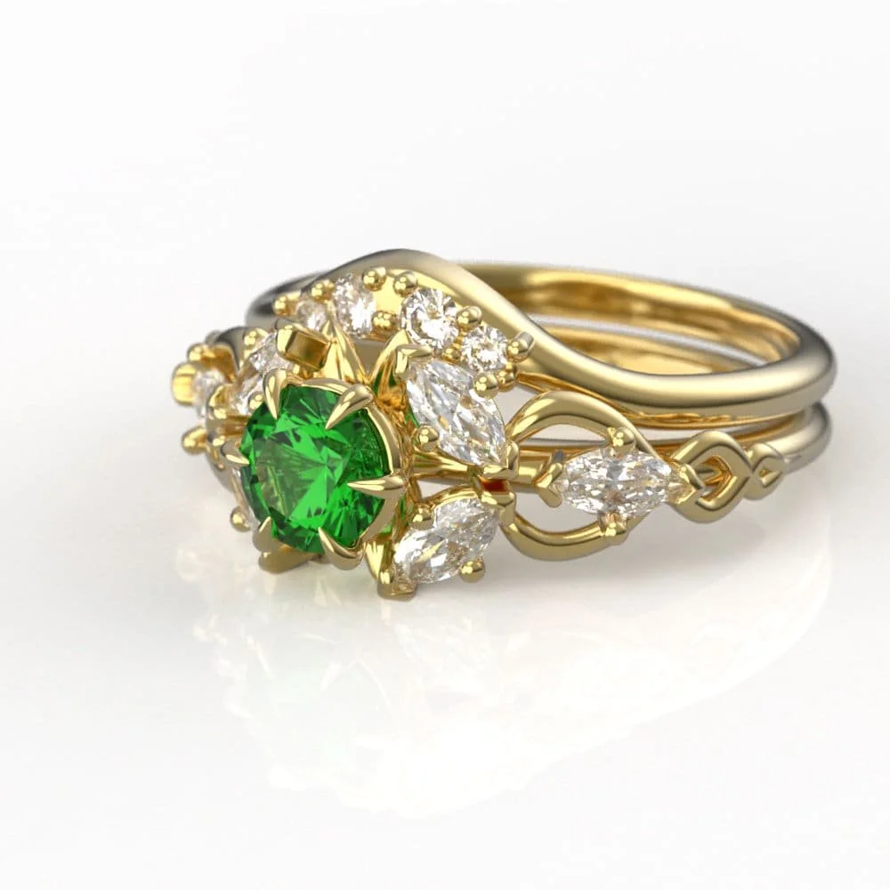 03-gold-elvish-engagement-ring-set-lab-emer-detail.jpg
